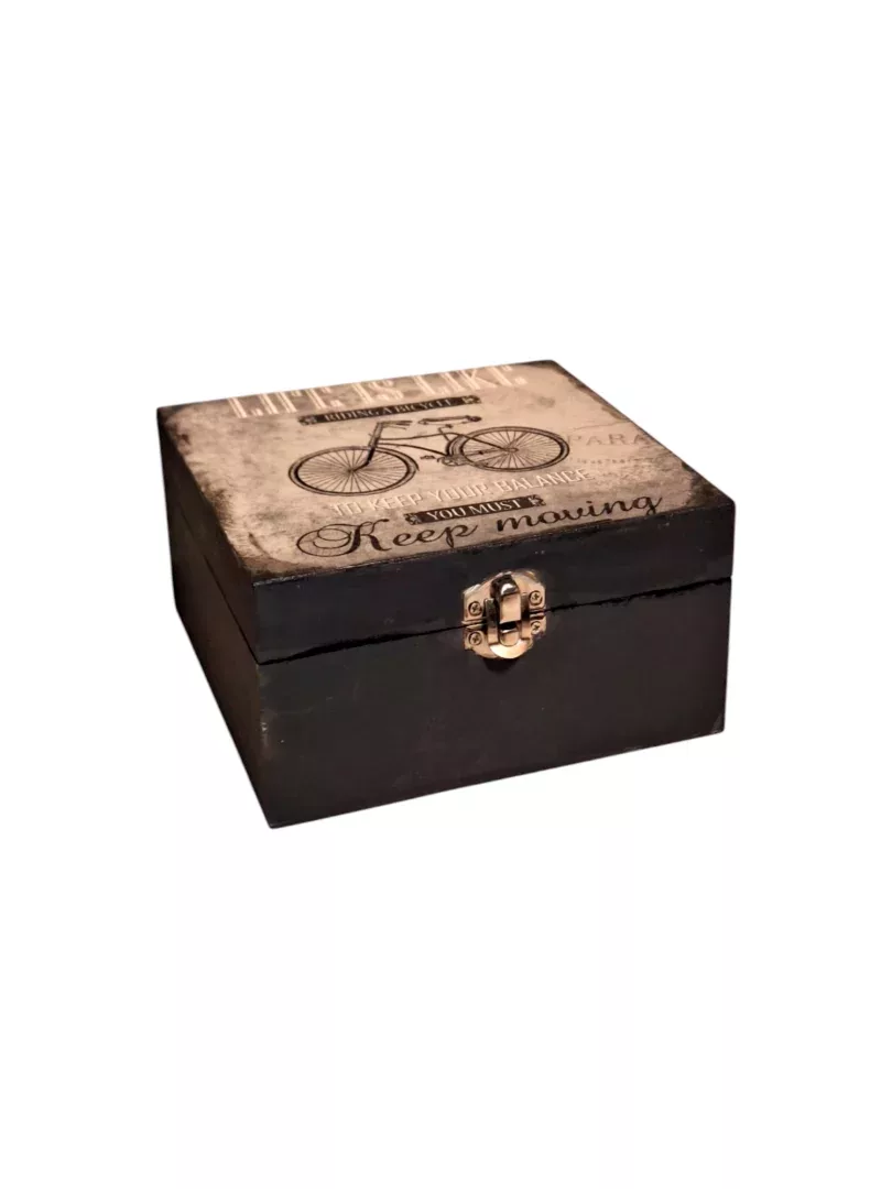 Χειροποίητο Ξύλινο Kουτί Decoupage Keep Μoving