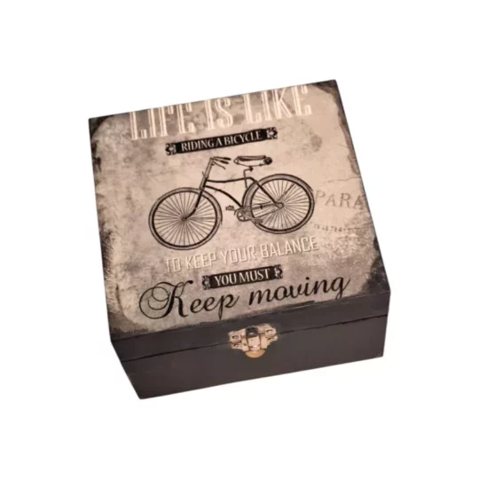 Χειροποίητο Ξύλινο Kουτί Decoupage Keep Μoving
