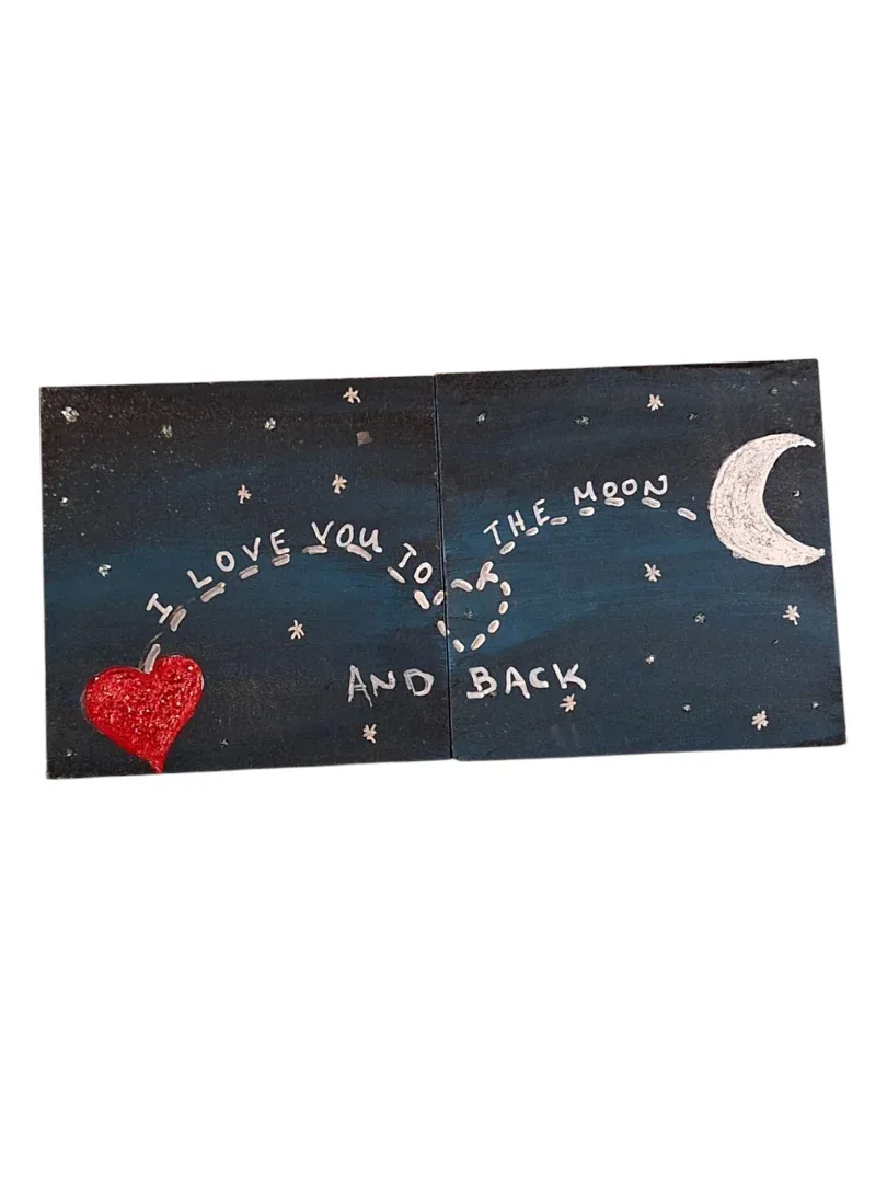 Χειροποίητα Ζωγραφιστά Σετ 2 σουβέρ I love you to the moon and back
