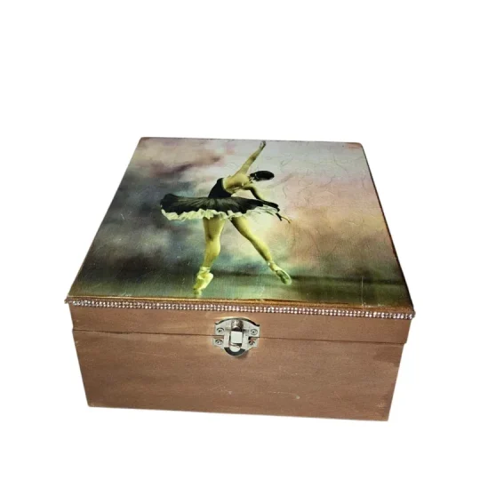 Χειροποίητο Ξύλινο Κουτί Decoupage και Ρομαντικό θέμα Μπαλαρίνα